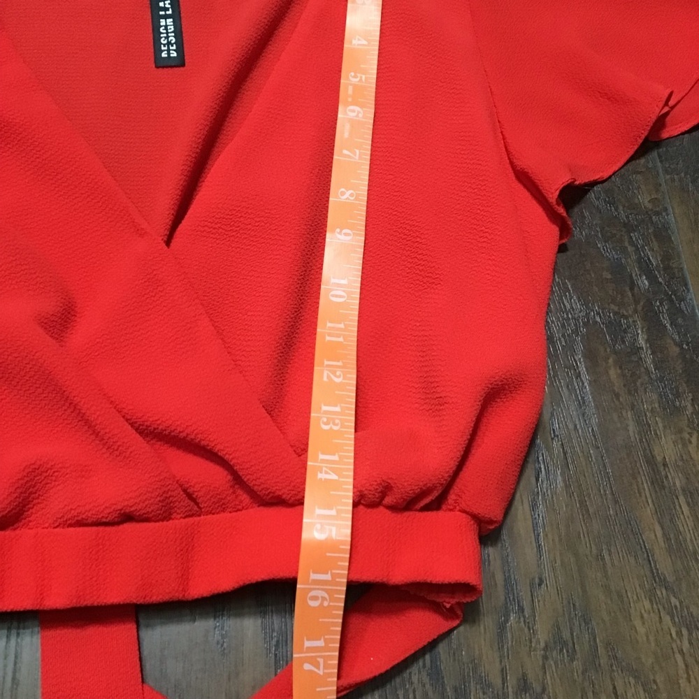 Design Lab Red Crop Top Flutter Sleeves Size S - image 6